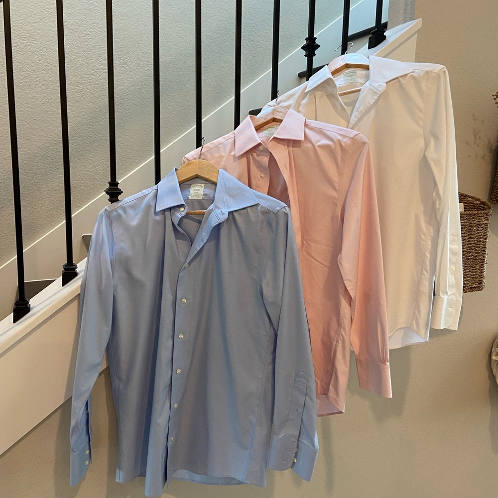 Men's Brooks Brothers White,Blue & Pink Non Iron Dress Shirts